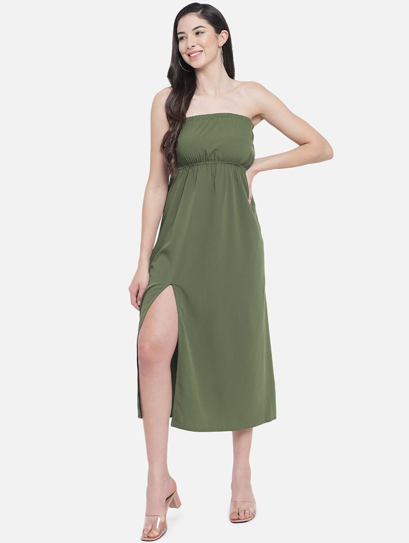 women solid sleeveless side slit tube dress - 21931417 - Standard Image - 6