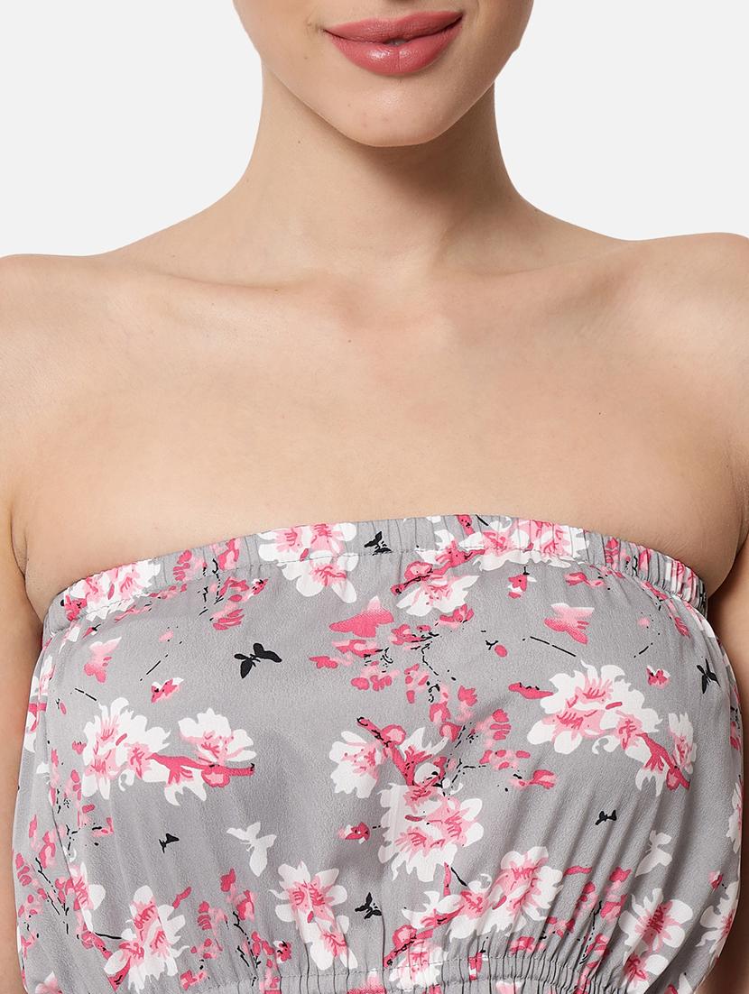 women floral print sleeveless side slit tube dress - 21931419 - Standard Image - 4
