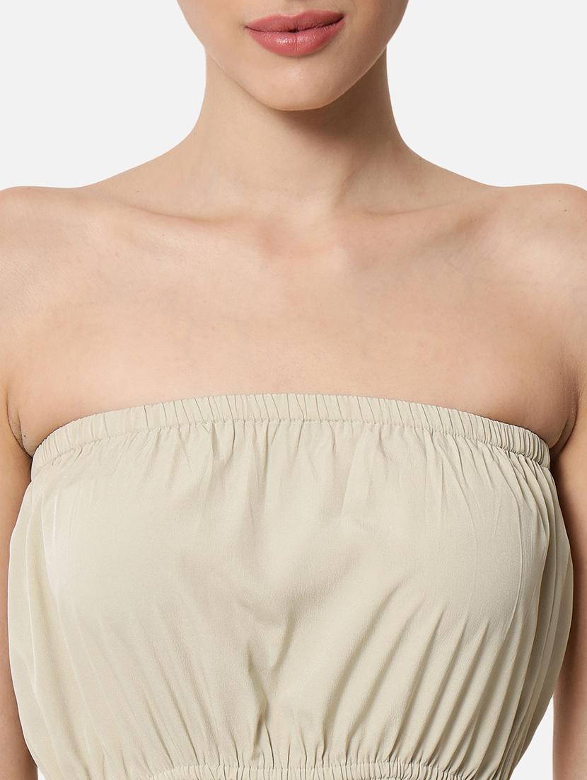 women beige solid sleeveless tube dress - 21931420 - Standard Image - 4