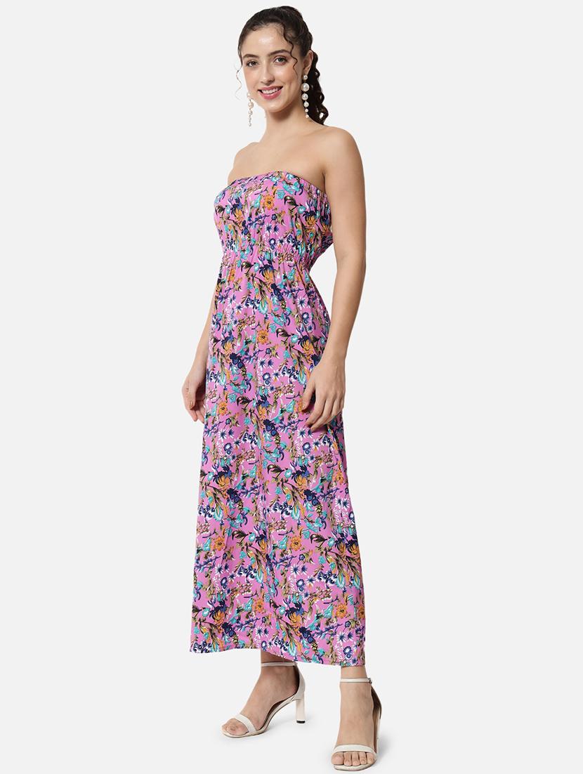 women printed sleeveless side slit tube dress - 21931426 - Standard Image - 1