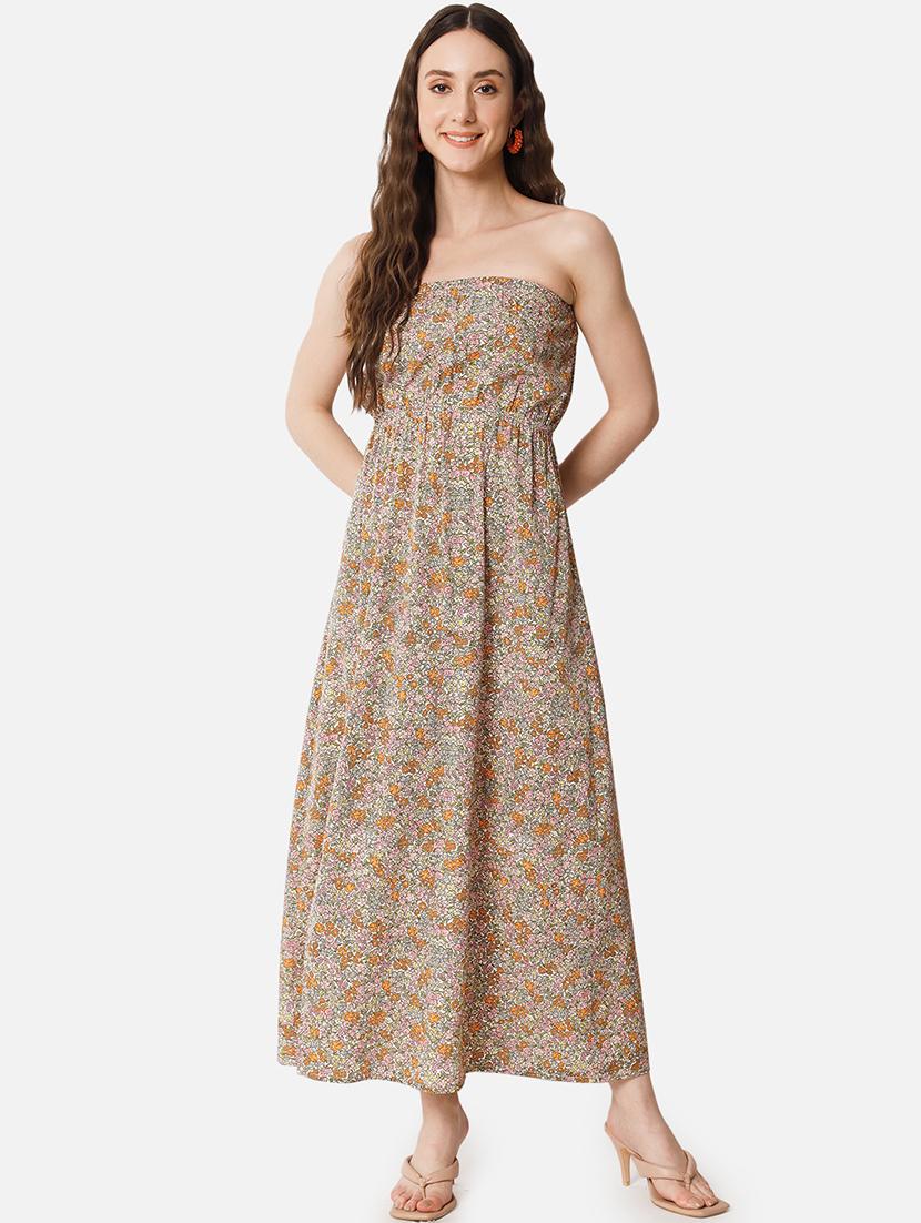 women floral print sleeveless side slit tube dress - 21931432 -  Standard Image - 1