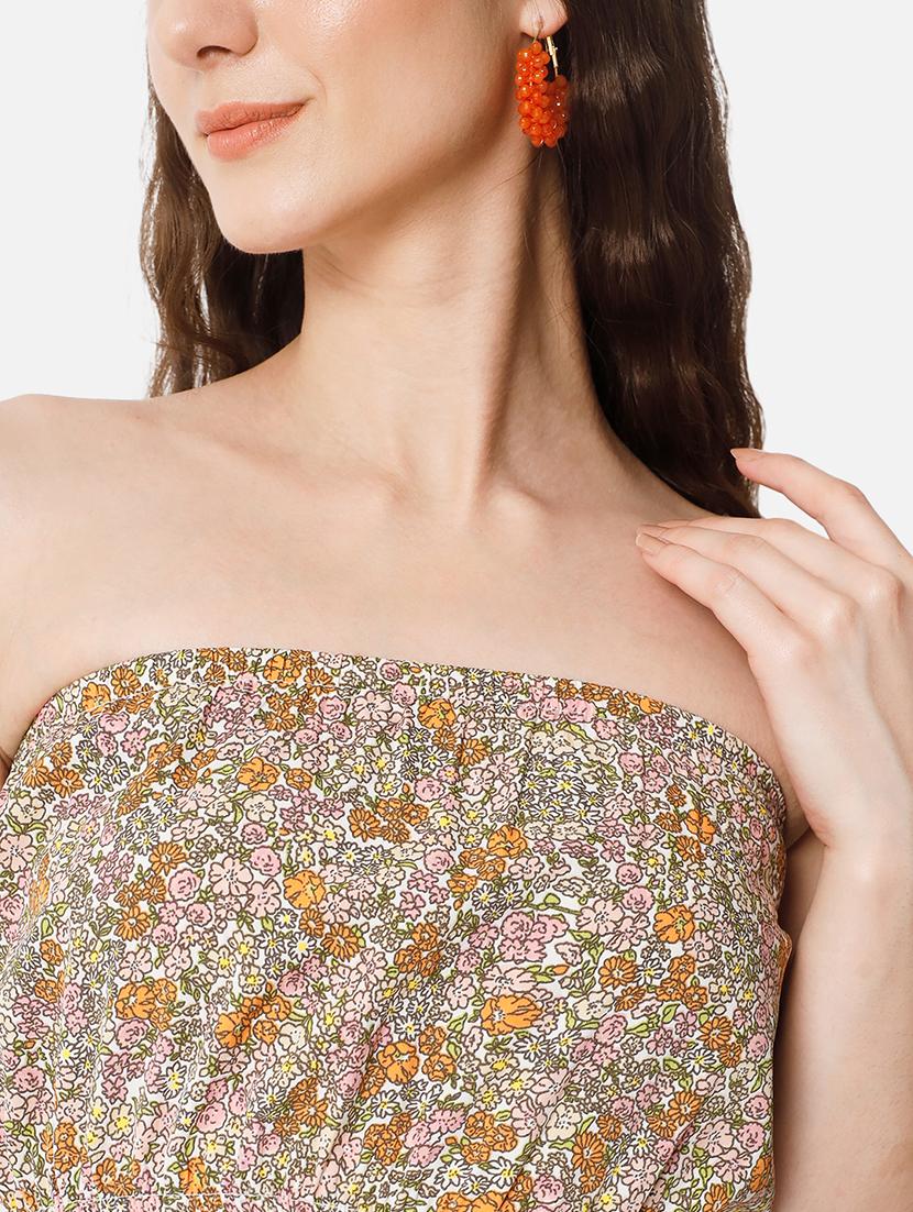 women floral print sleeveless side slit tube dress - 21931432 - Standard Image - 4