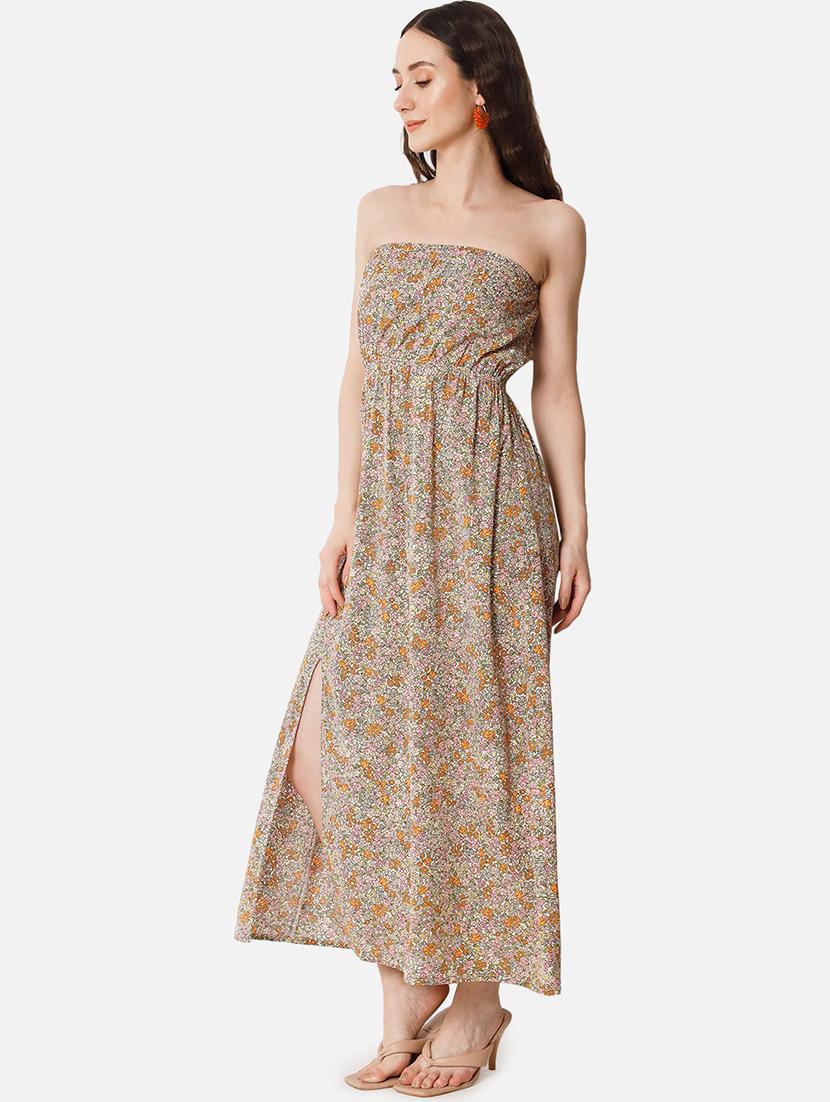 women floral print sleeveless side slit tube dress - 21931432 - Standard Image - 6