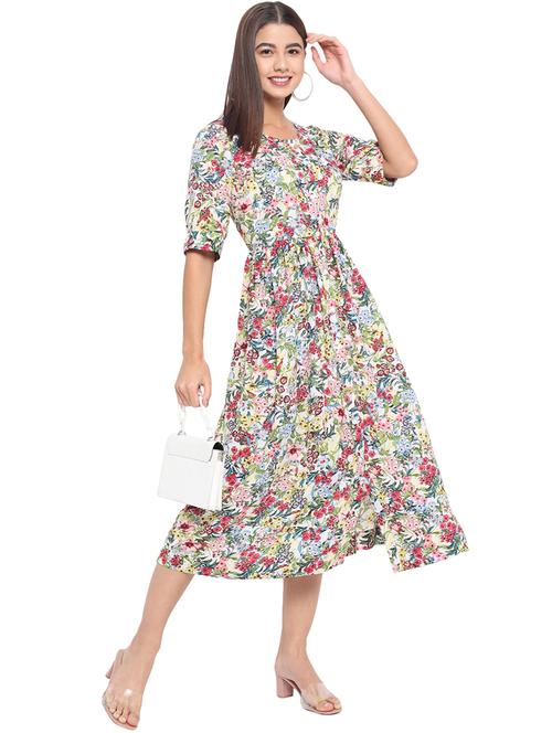 women floral print short sleeve fit & flare dress - 21931433 -  Standard Image - 0