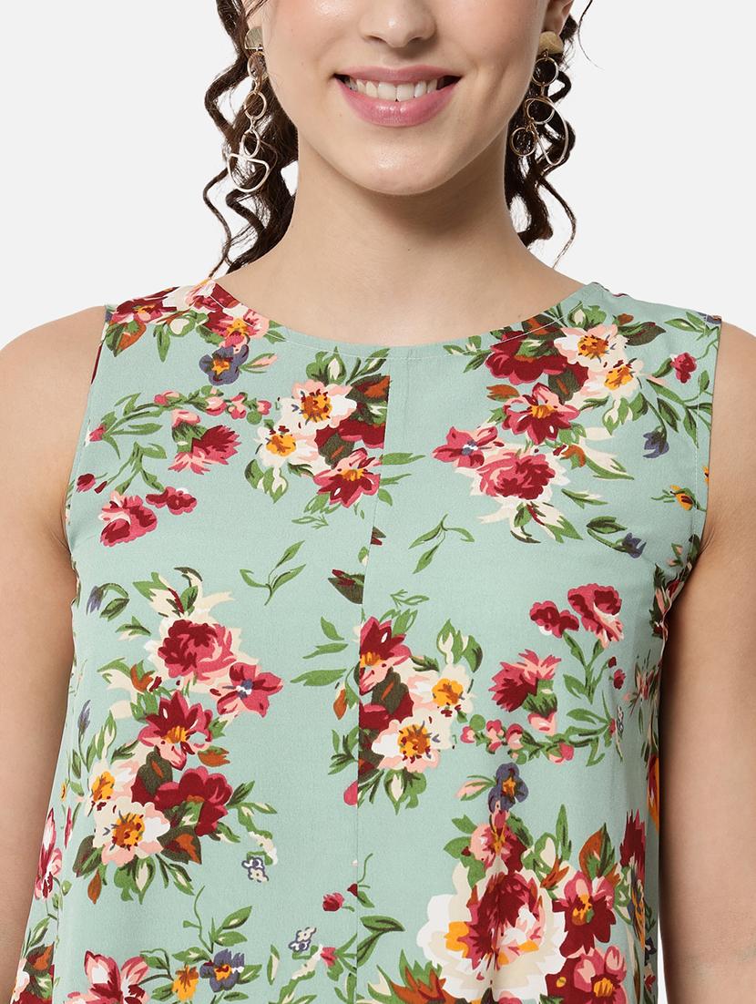 women floral print sleeve a-line cowl dress - 21931440 - Standard Image - 4