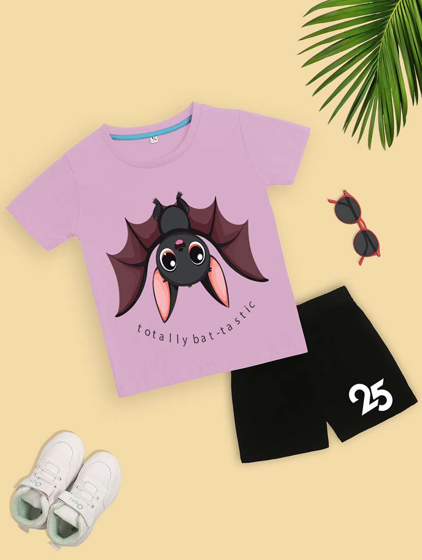boys printed t-shirt & shorts casual wear set