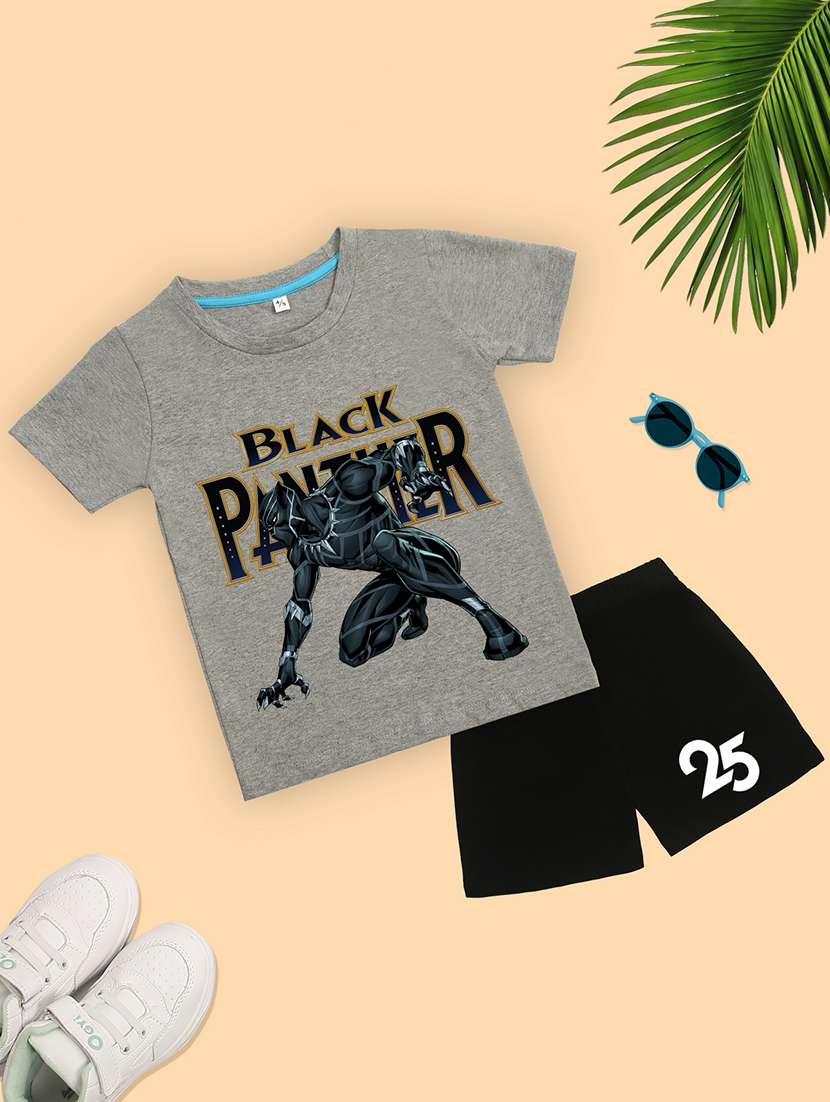boys printed t-shirt & shorts casual wear set