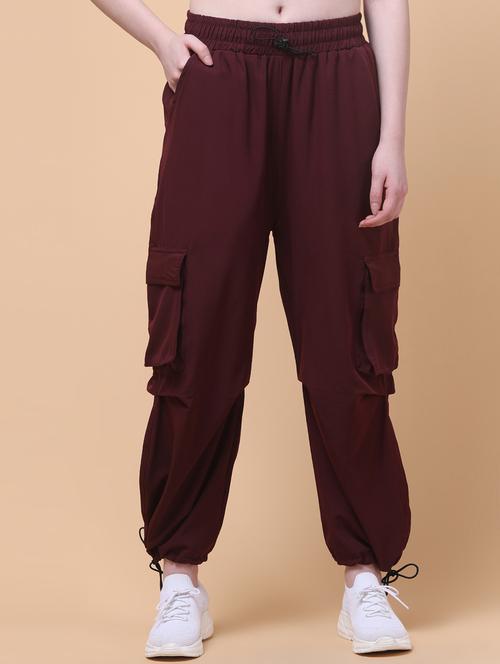 women solid mid rise relaxed fit parachute pant - 21931501 - Standard Image - 0