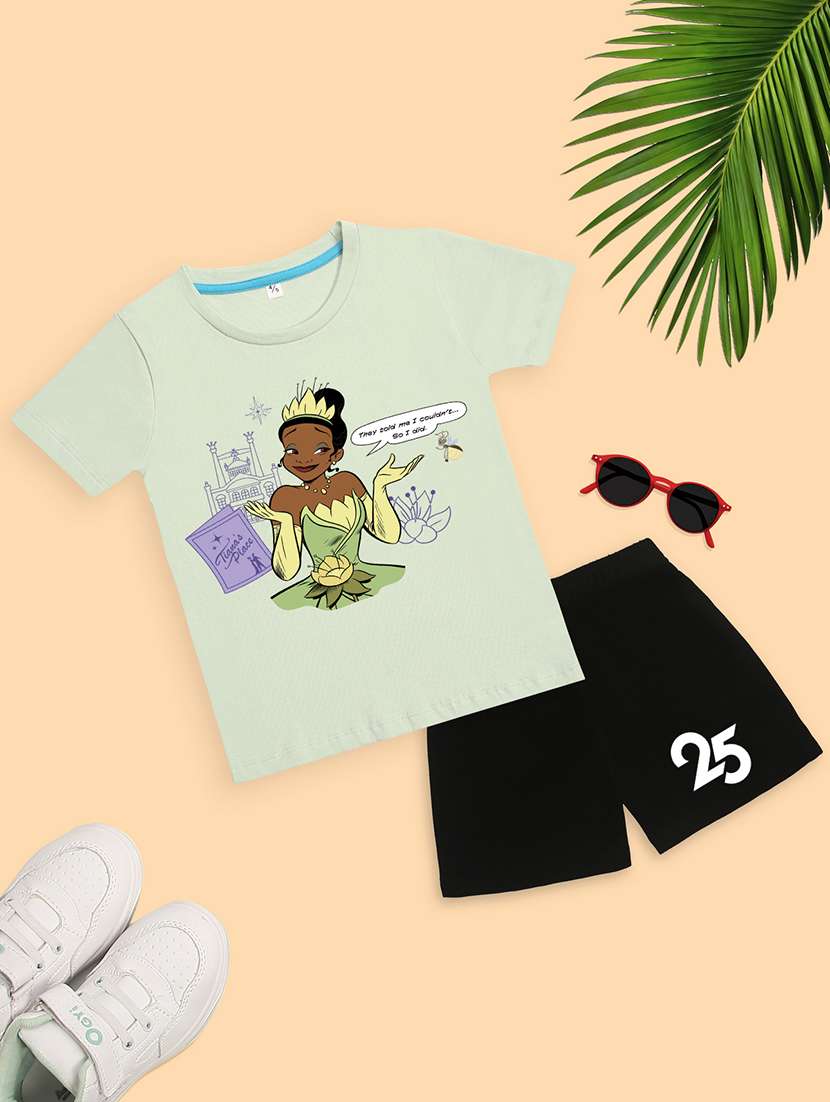boys printed t-shirt & shorts casual wear set