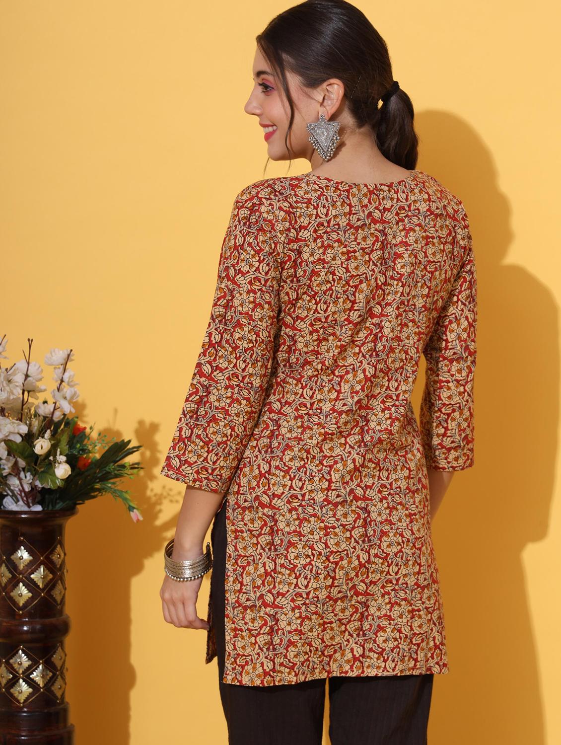 women three quarter sleeve straight kurti - 21931559 - Standard Image - 4
