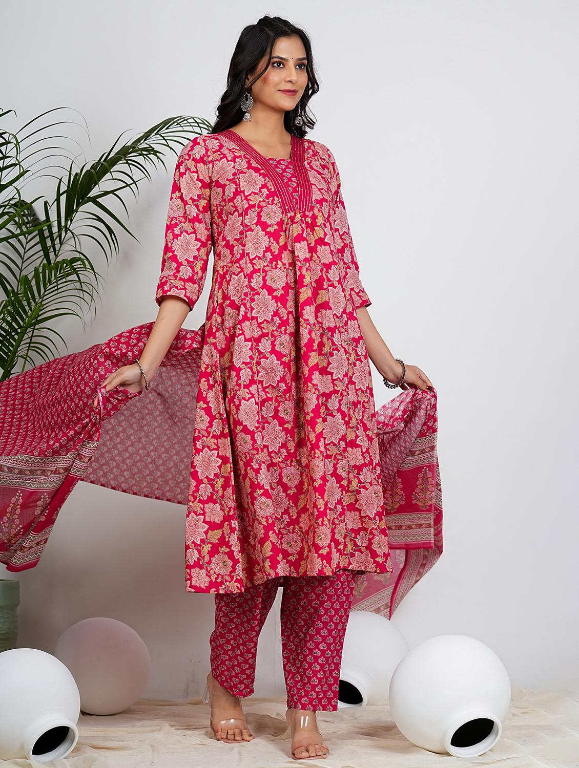 women three quarter sleeve kurta pant with dupatta set - 21931576 - Standard Image - 4
