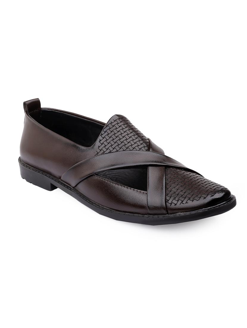 men brown slip on mojari - 21931600 -  Standard Image - 1