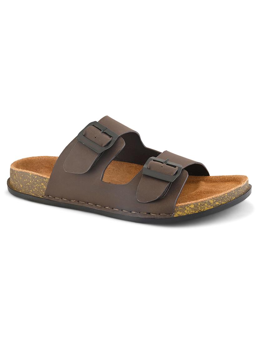 men brown slip on sandal - 21931688 - Standard Image - 1