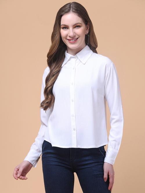 women solid collared long sleeve shirt - 21931959 -  Standard Image - 0