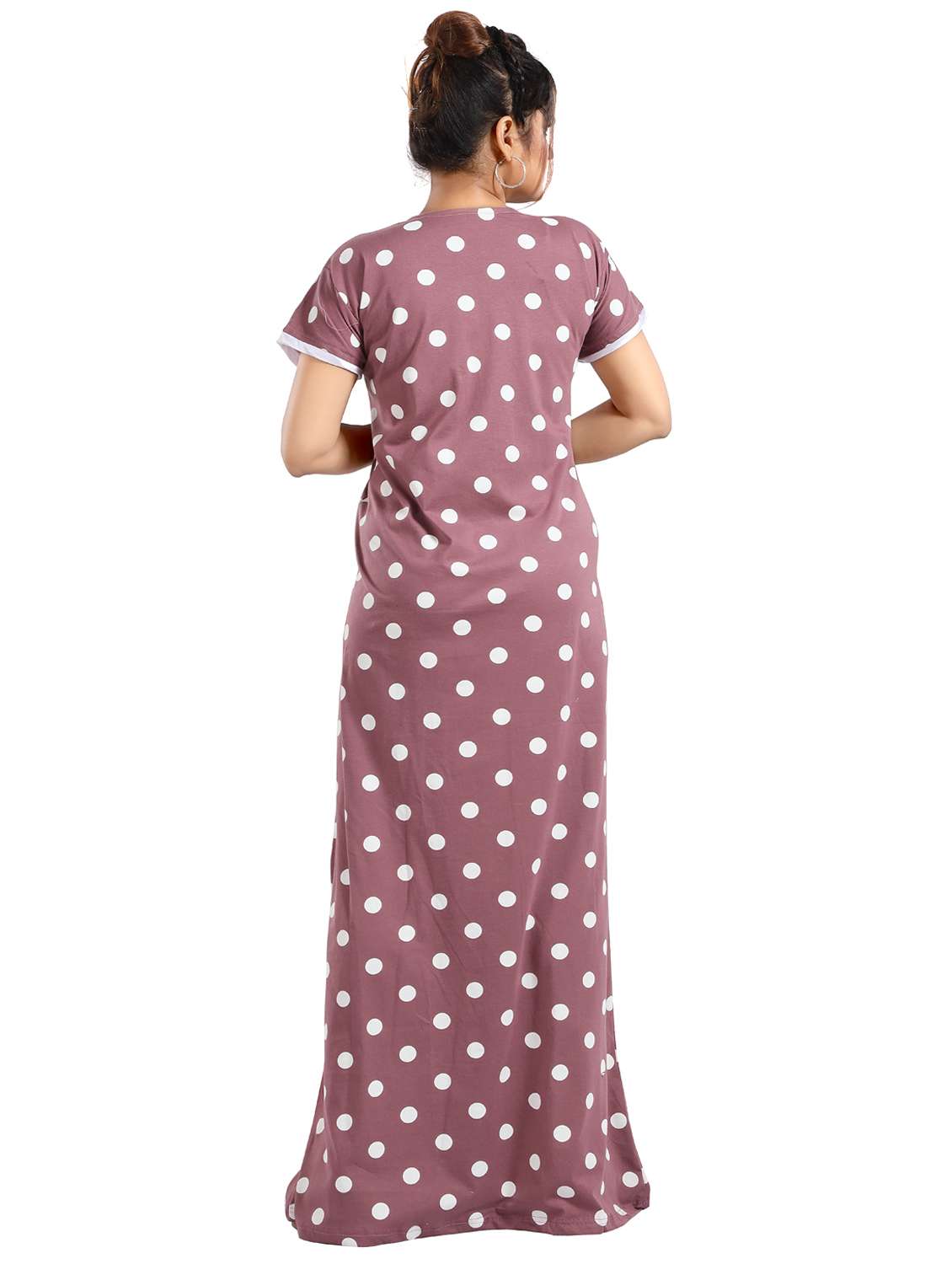women polka doted short sleeves nighty - 21931963 -  Standard Image - 1