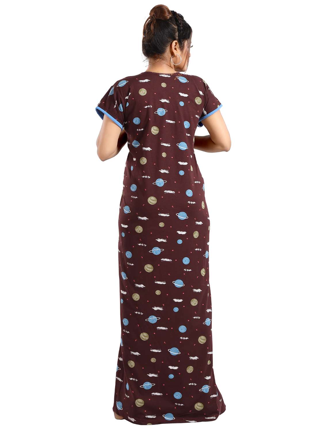 women printed short sleeves nighty - 21931965 -  Standard Image - 1