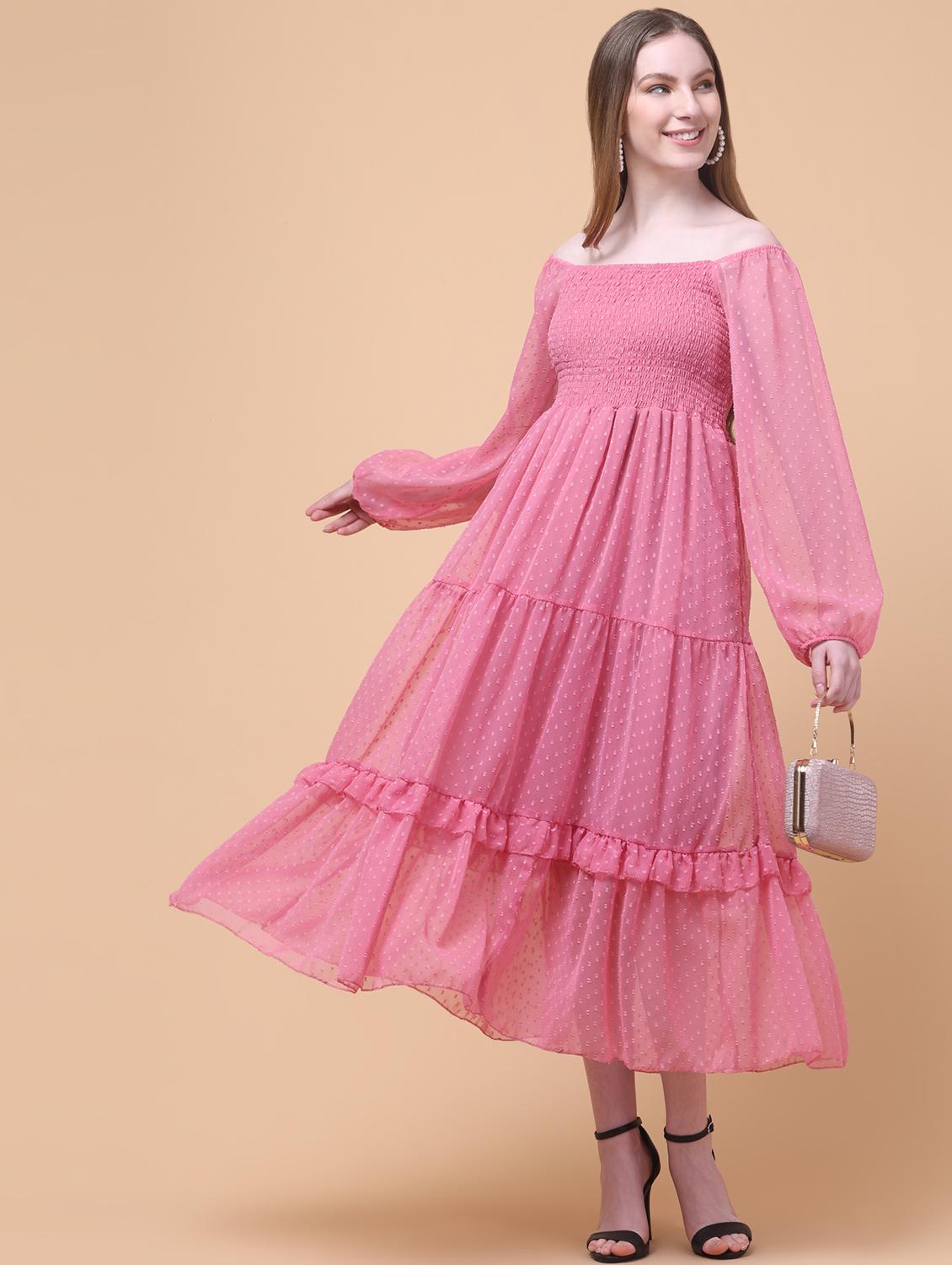 women self designed puff sleeve tiered dress - 21931973 -  Zoom Image - 0