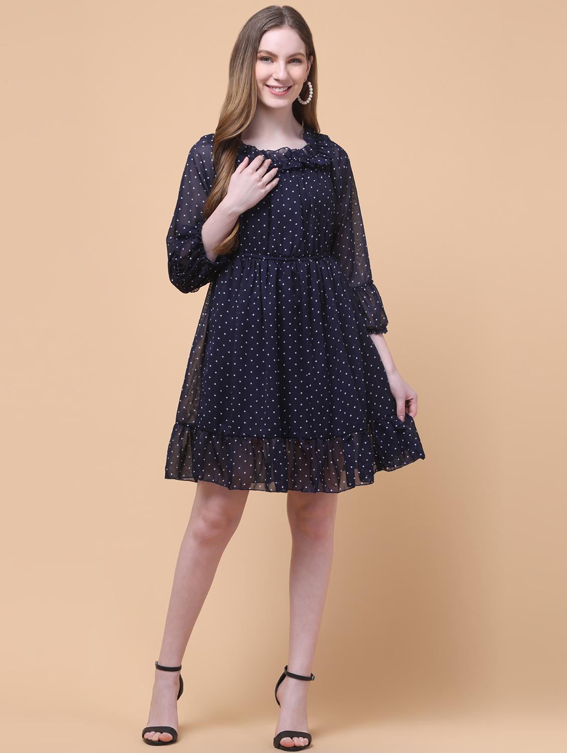 women polka doted off shoulder tiered - 21931979 - Standard Image - 1