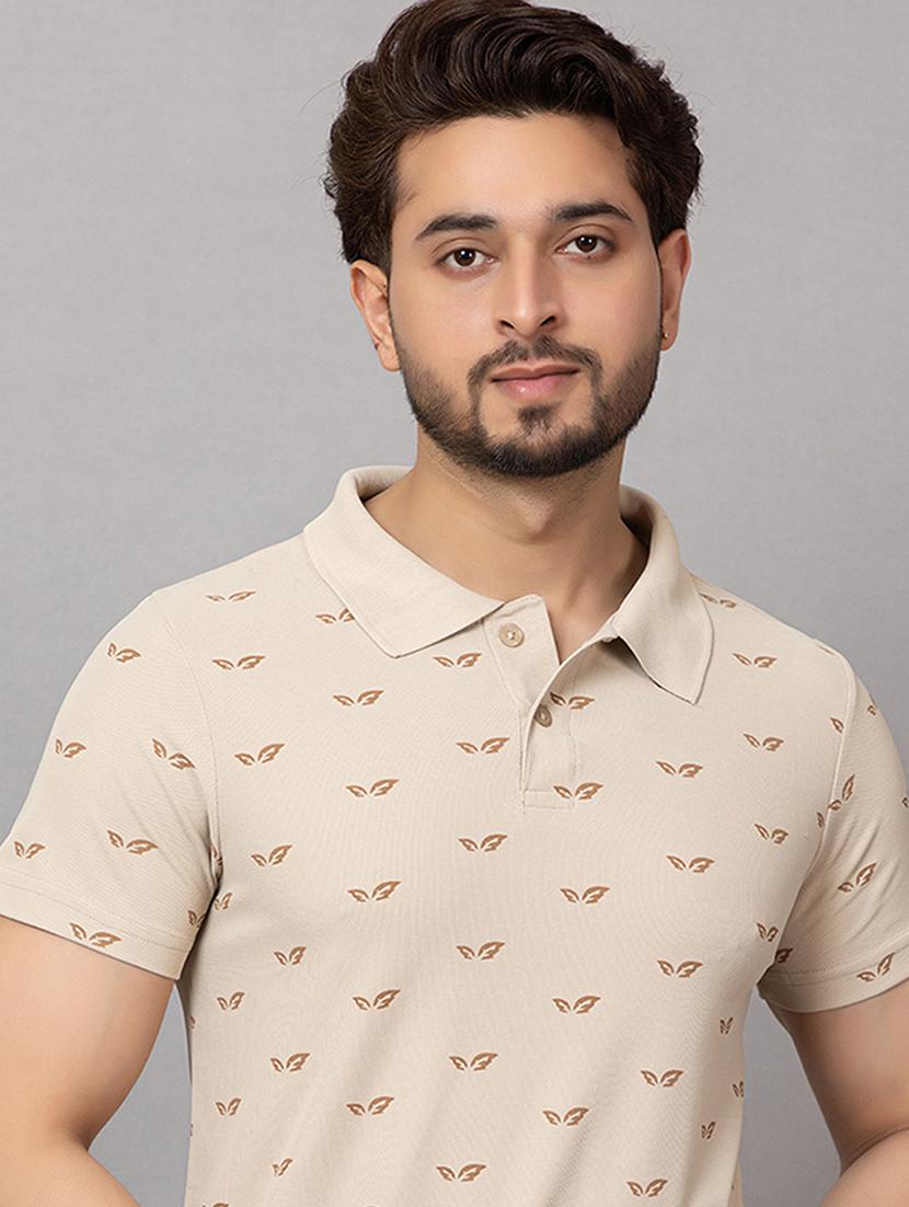 men printed short sleeves regular fit polo t-shirt - 21932009 -  Standard Image - 1
