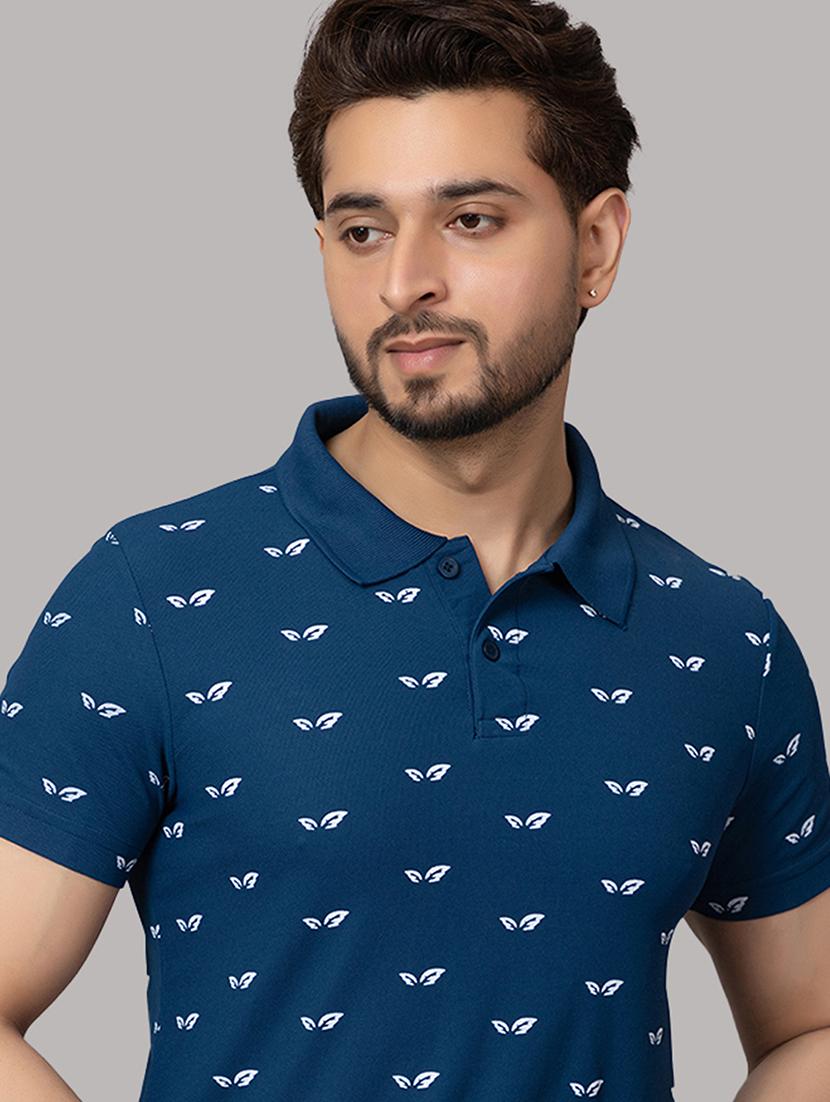 teal cotton blend all over print tshirt - 21932011 - Standard Image - 1