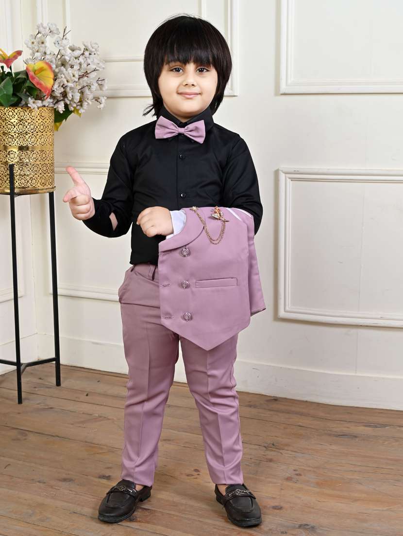 boys solid long sleeve two piece suit set - 21932024 - Standard Image - 4