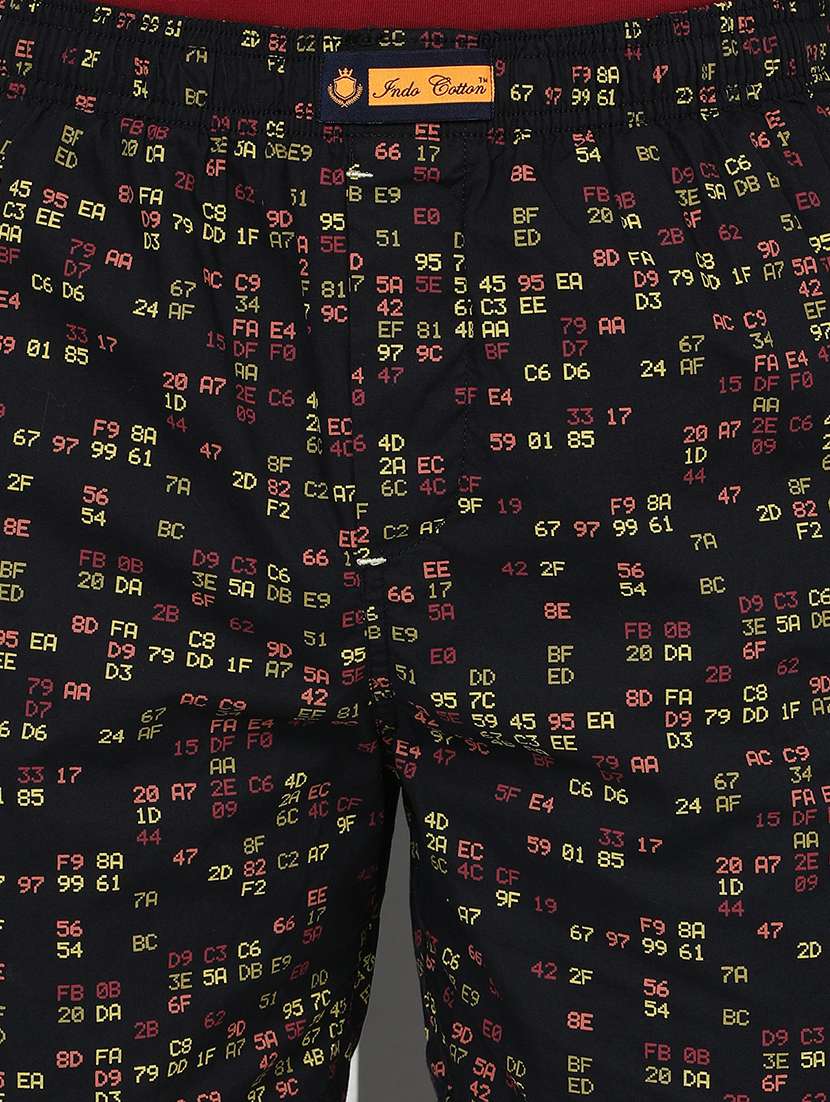 men black printed mid rise loungewear boxer - 21932062 -  Standard Image - 4