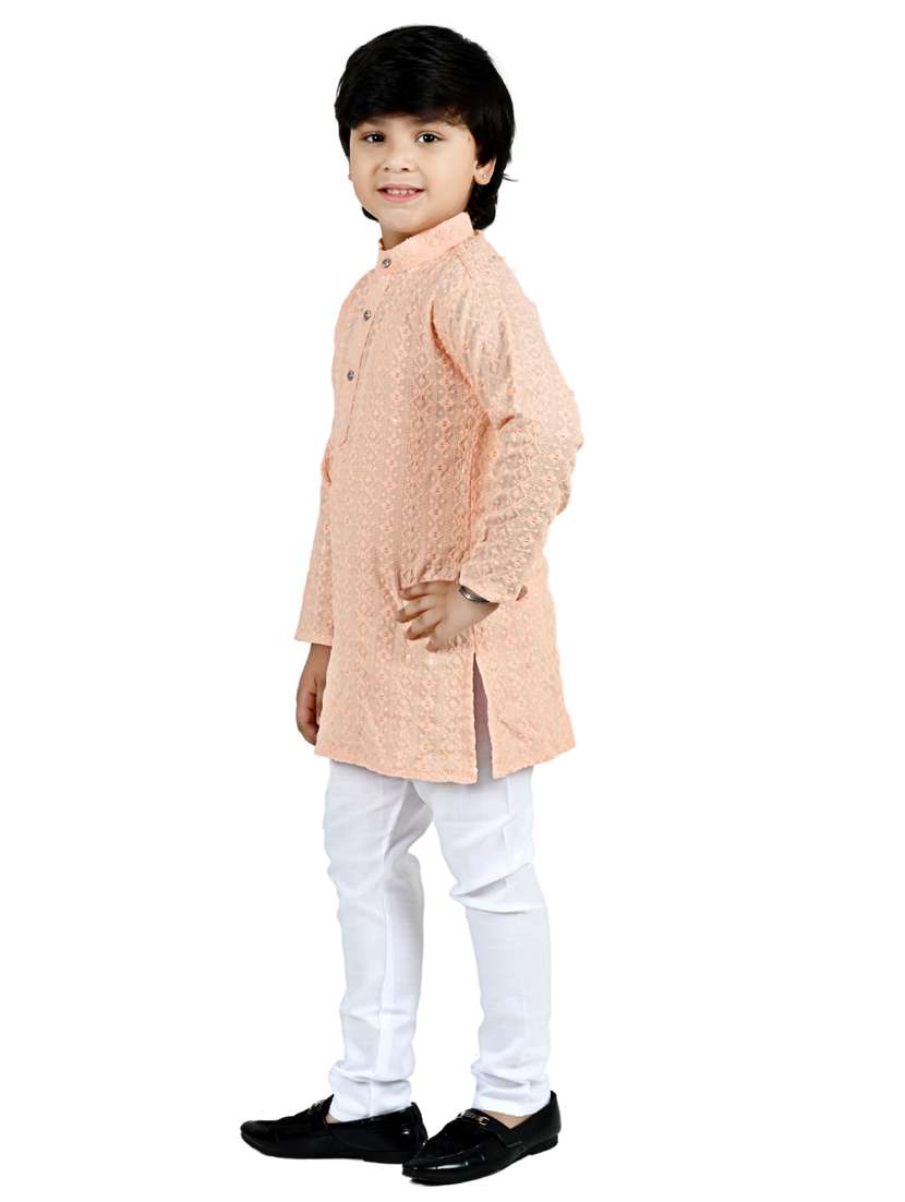 boys embroidered long sleeve kurta payjama set - 21932064 -  Standard Image - 1