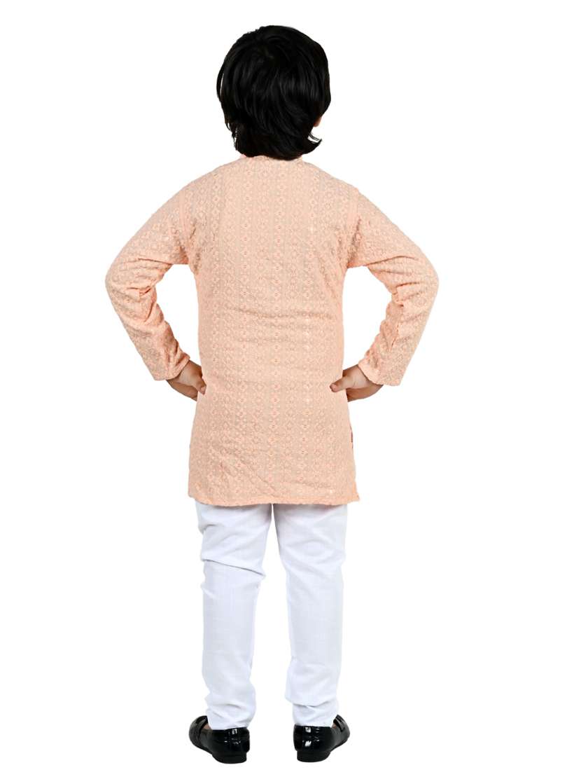 boys embroidered long sleeve kurta payjama set - 21932064 -  Standard Image - 4