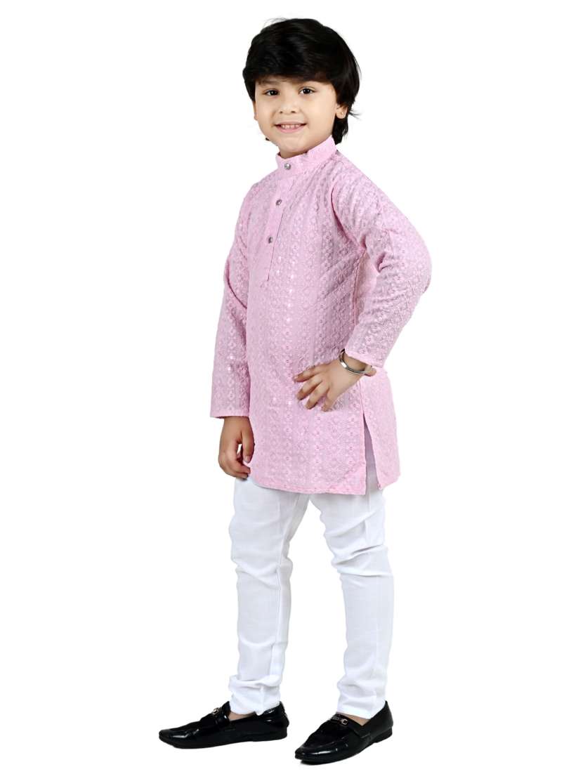 boys embroidered long sleeve kurta payjama set - 21932065 -  Standard Image - 1