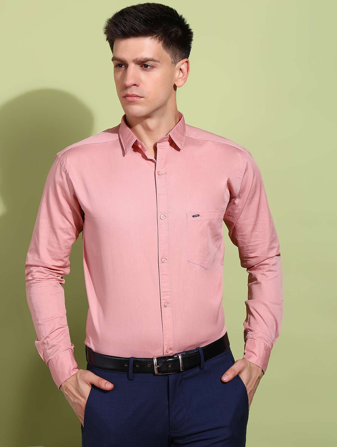 men solid collared long sleeves shirt - 21932072 -  Standard Image - 1
