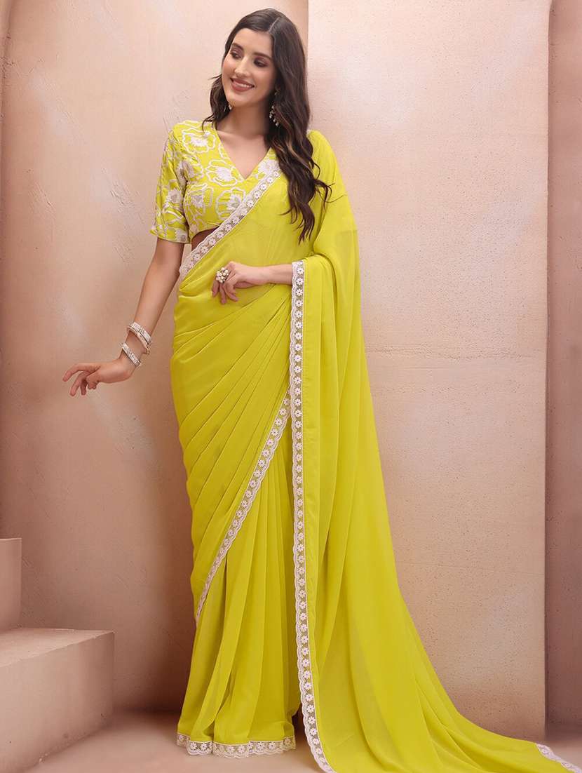 women solid with bordered saree with blouse - 21932081 -  Zoom Image - 0