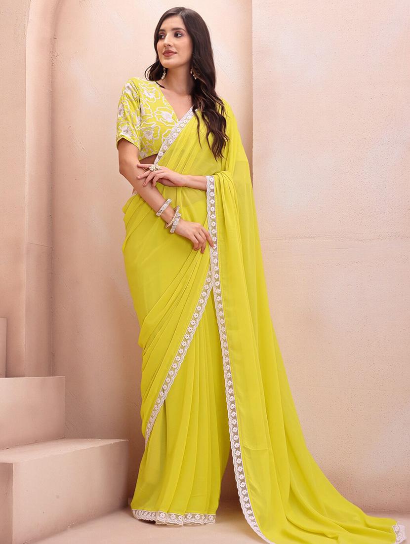 women solid with bordered saree with blouse - 21932081 - Standard Image - 1