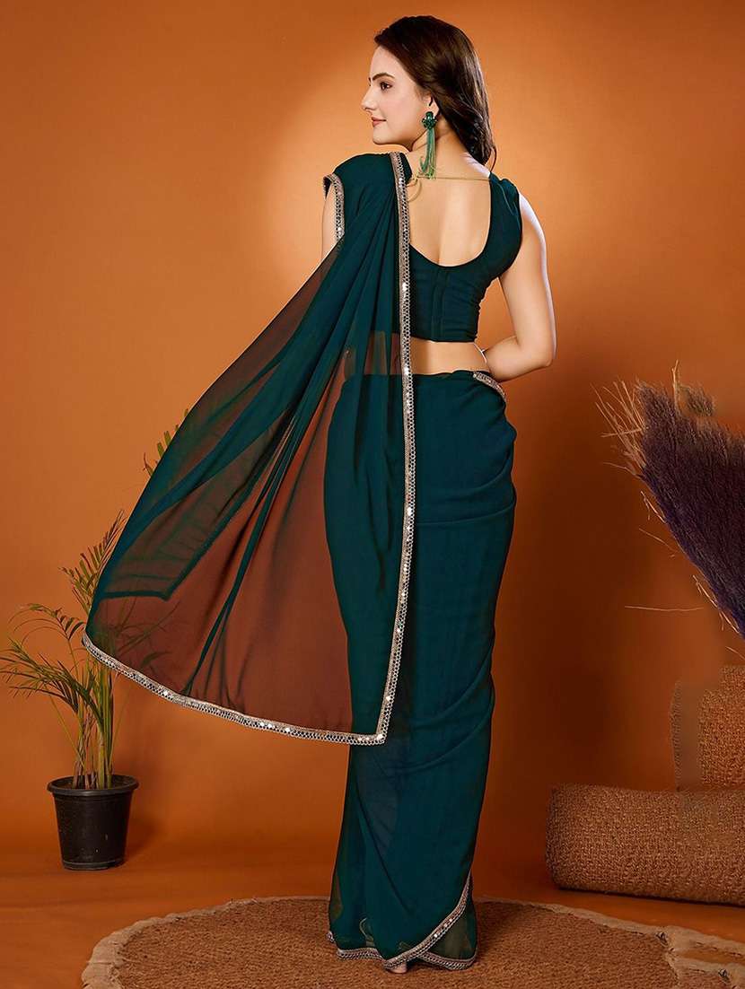 women teal embellished saree with blouse - 21932107 -  Standard Image - 1