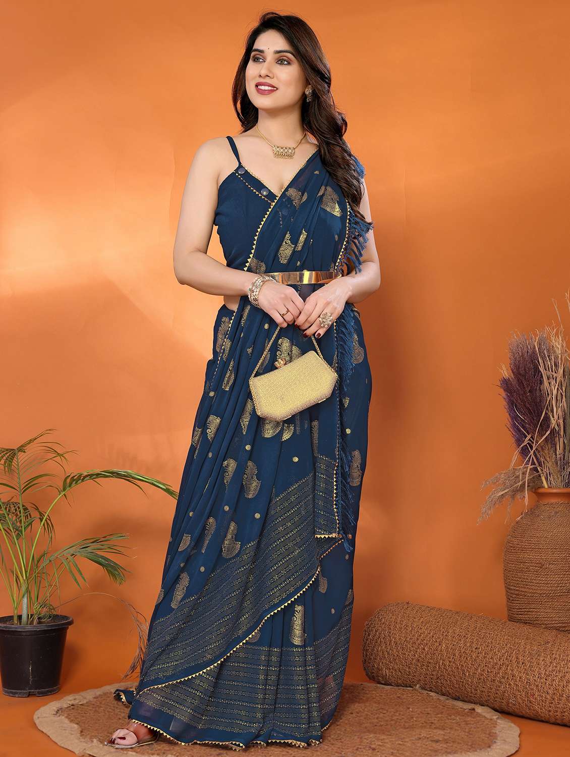 women foil printed saree with blouse - 21932126 -  Standard Image - 1