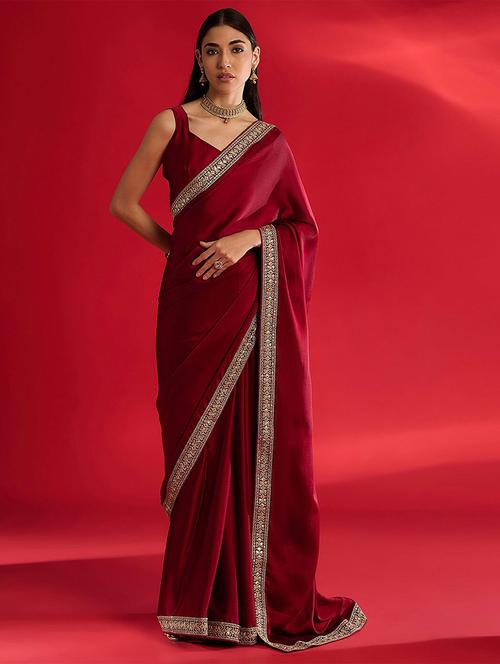 women solid with bordered saree with blouse - 21932136 -  Standard Image - 0