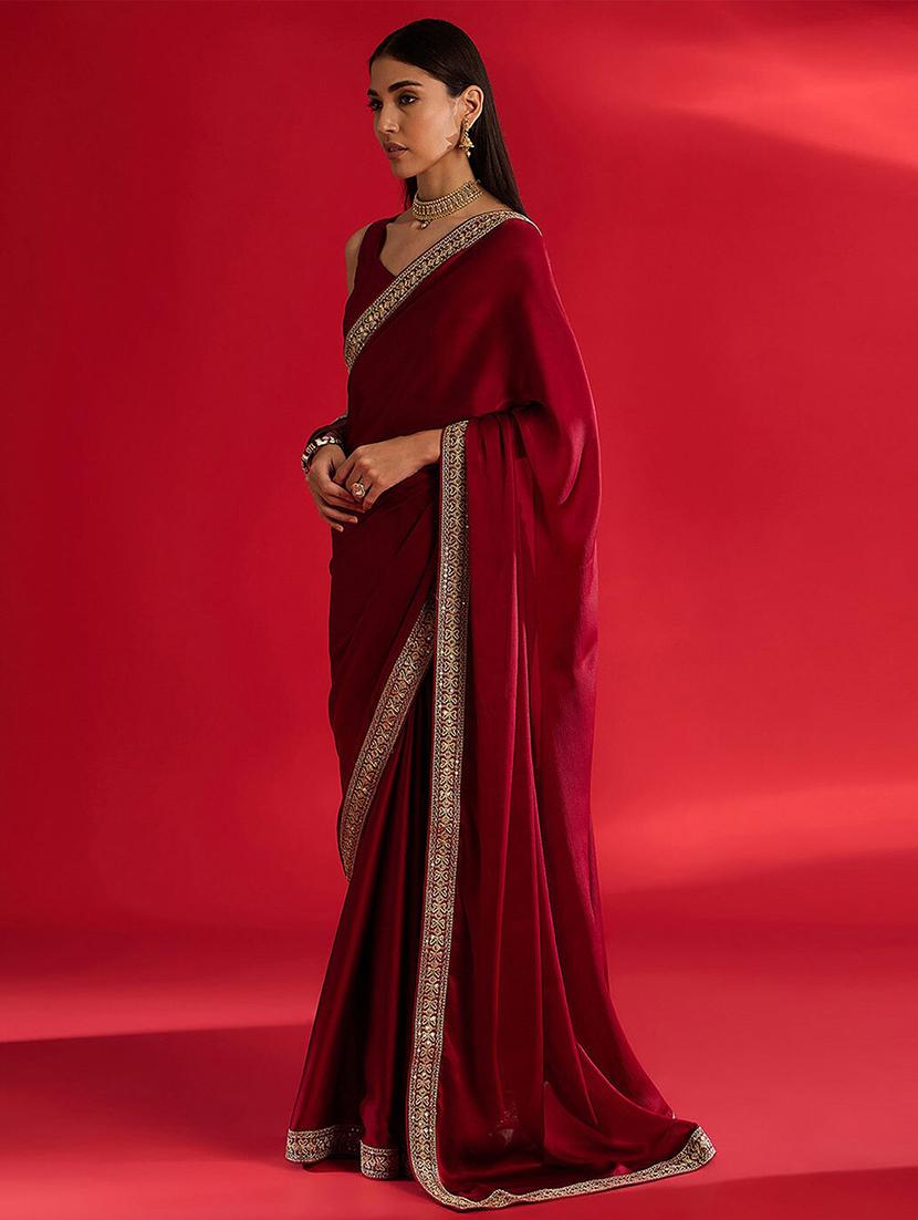 women solid with bordered saree with blouse - 21932136 -  Standard Image - 1