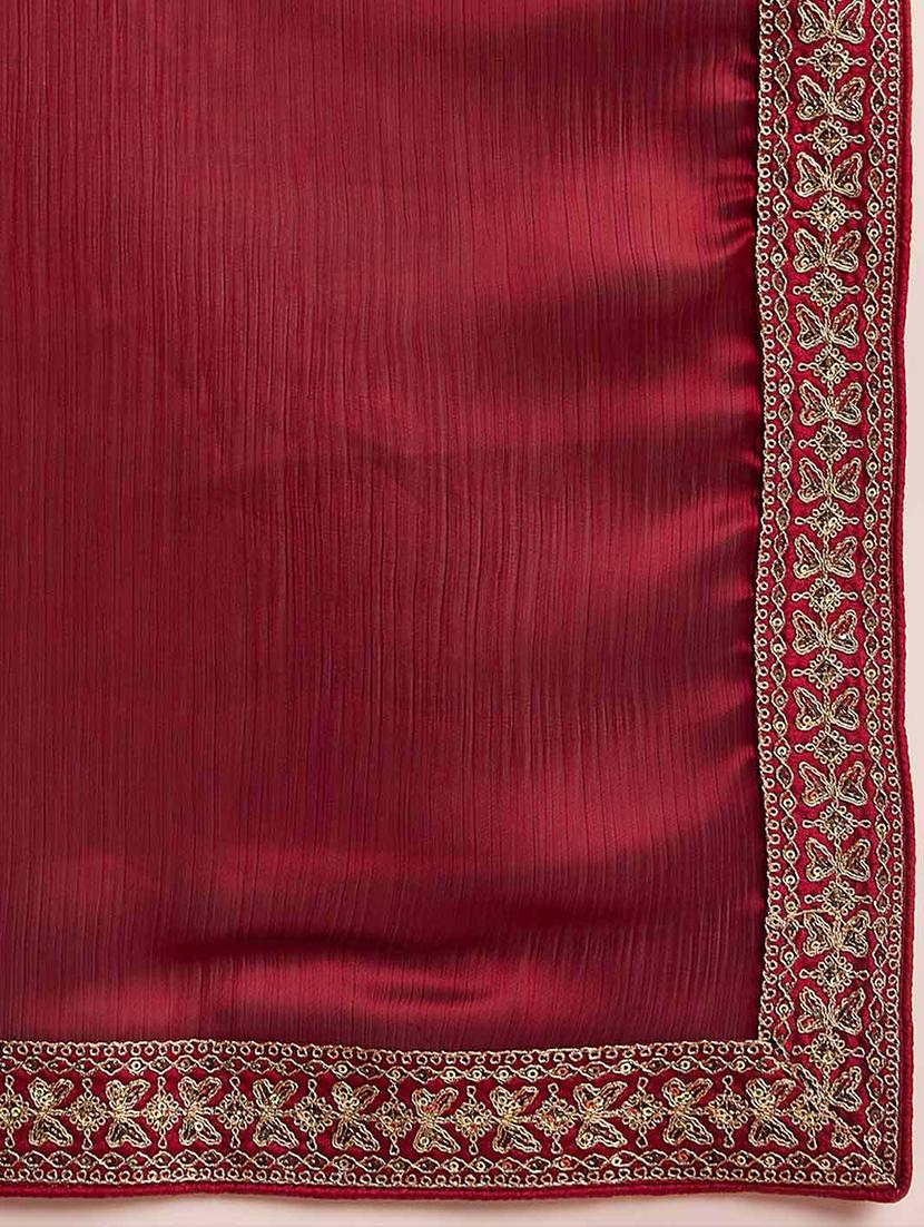 women solid with bordered saree with blouse - 21932136 - Standard Image - 4