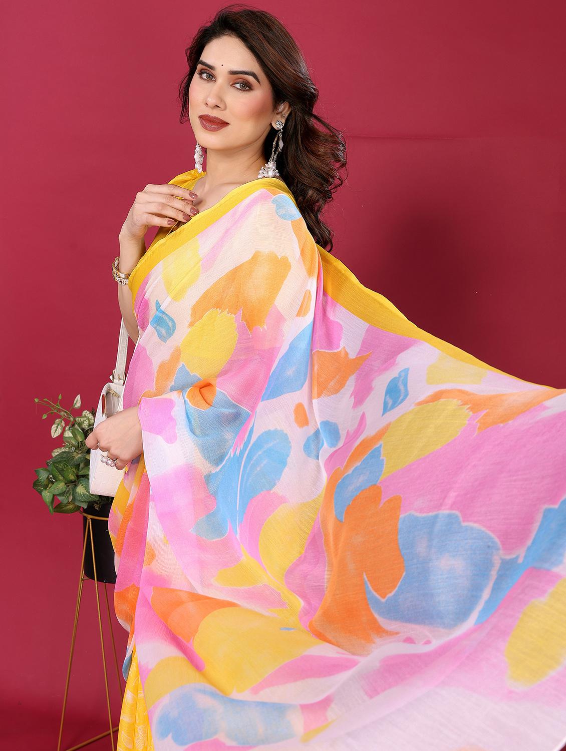 women printed half & half saree with blouse - 21932148 - Standard Image - 4