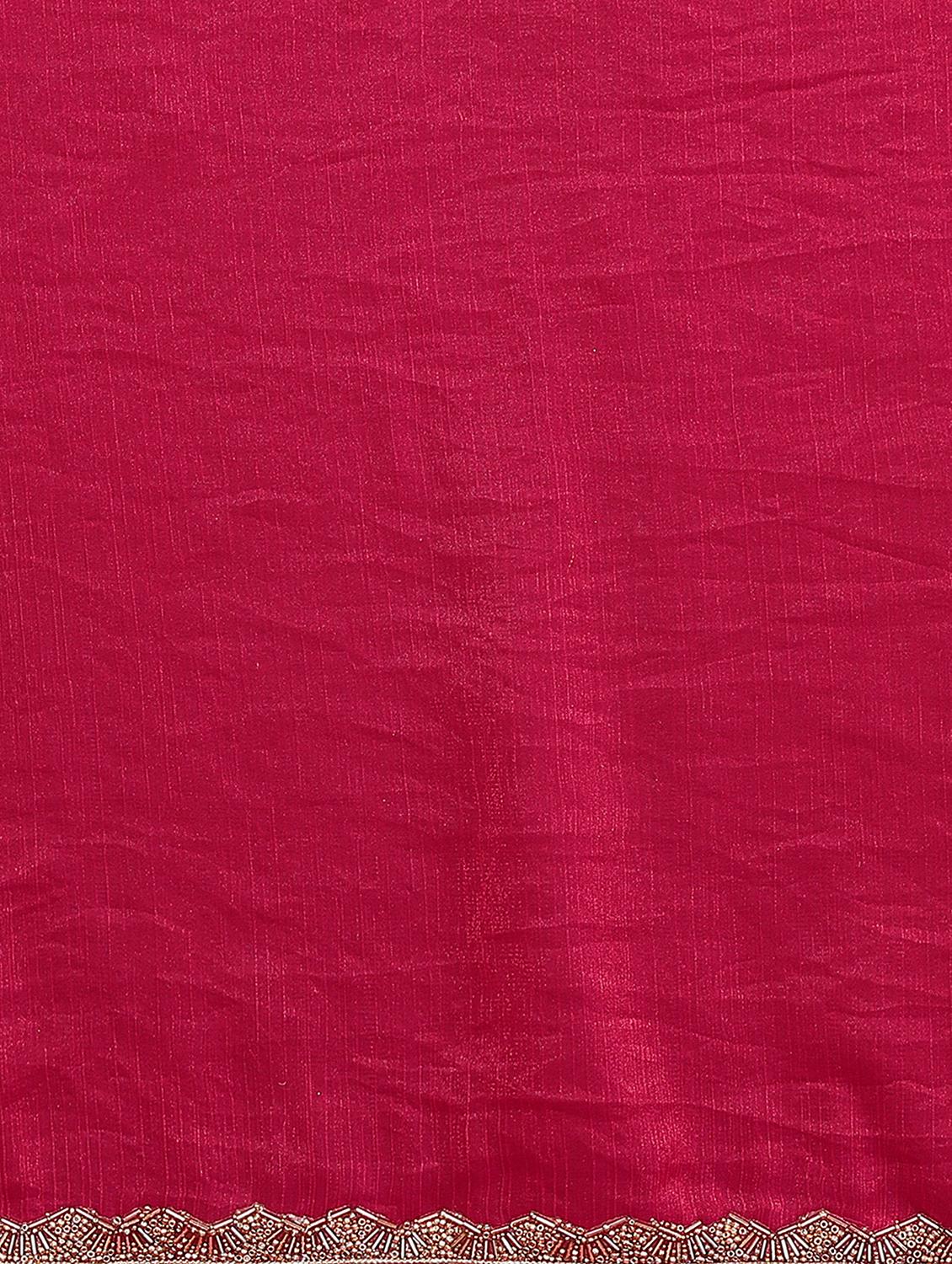 women solid plain embellished bordered saree with blouse - 21932183 - Standard Image - 6