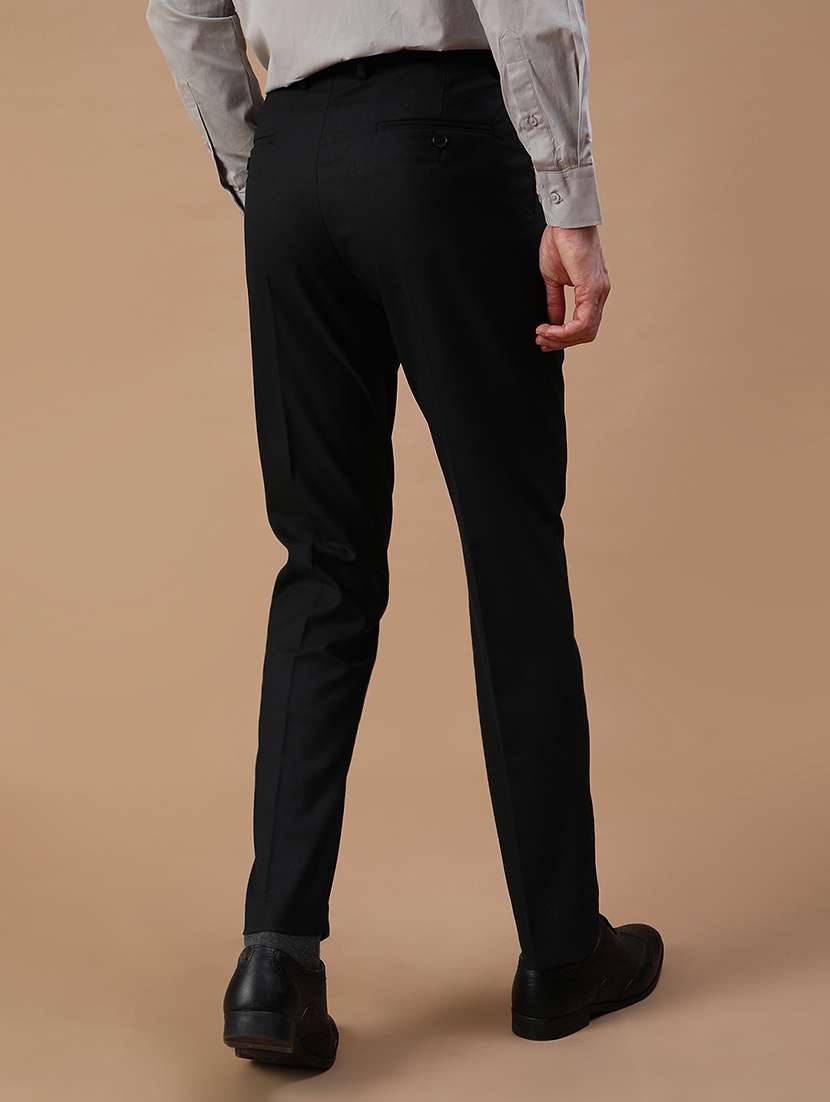 men solid mid rise flat front formal trouser - 21932212 -  Standard Image - 4