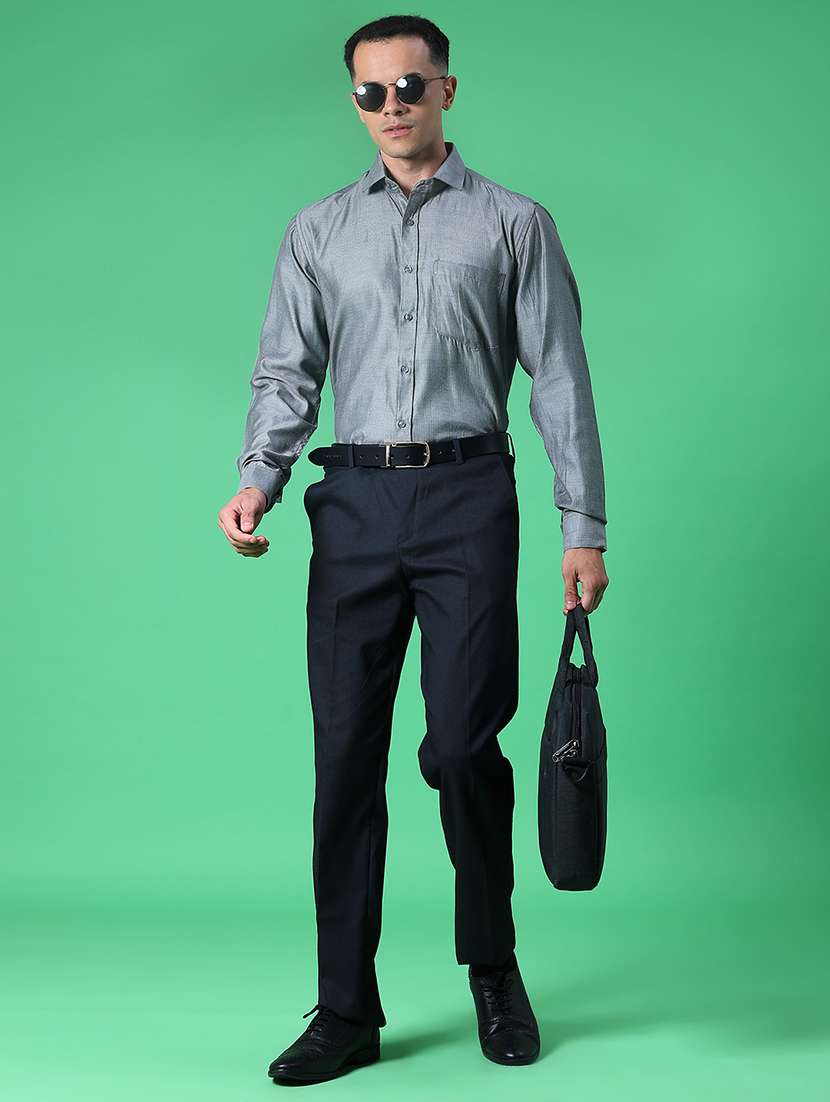 men solid mid rise flat front formal trouser - 21932253 -  Standard Image - 4