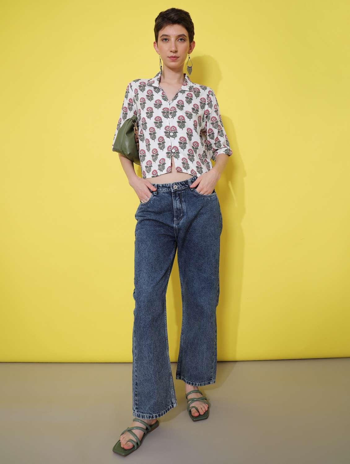women printed collared shirt style top - 21932268 - Standard Image - 6