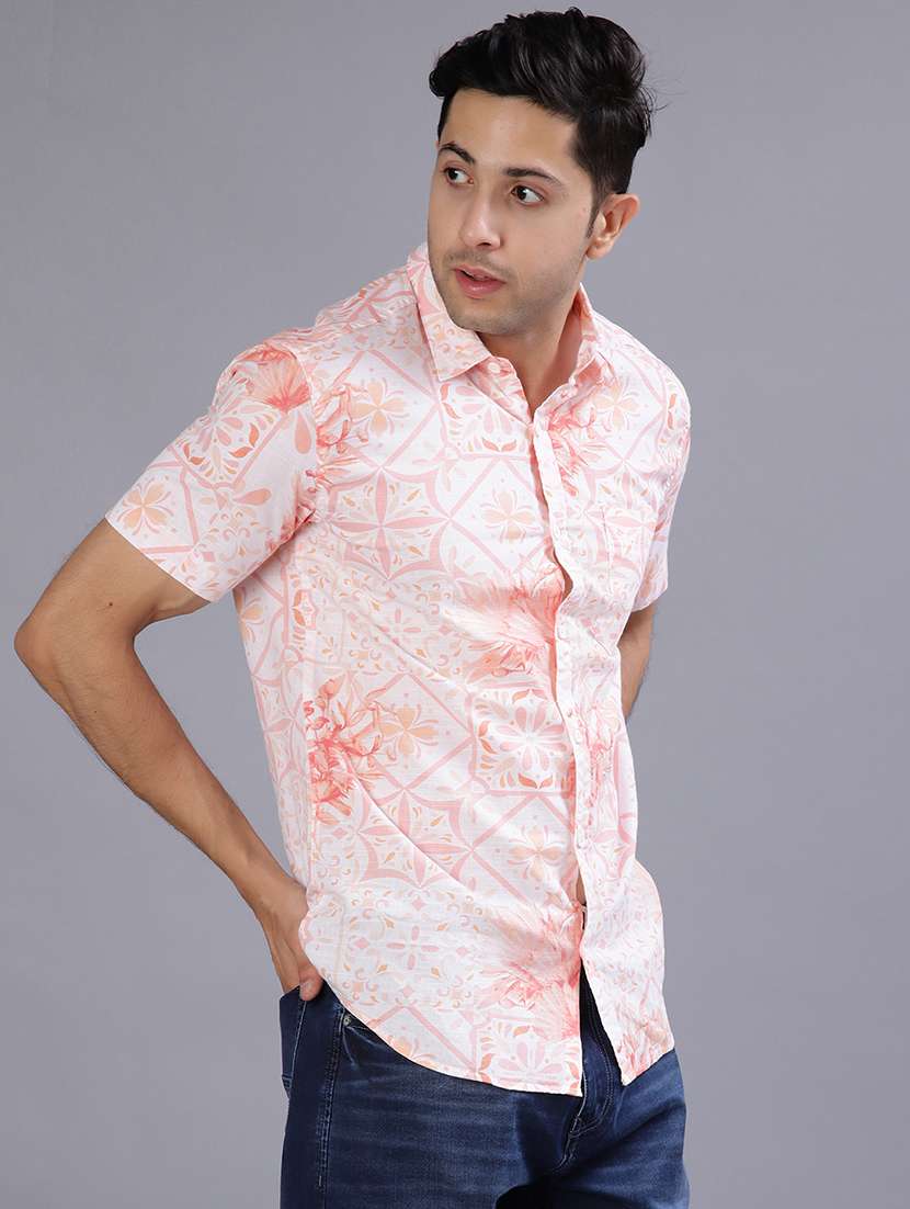 men printed collared short sleeve shirt - 21932322 -  Standard Image - 1