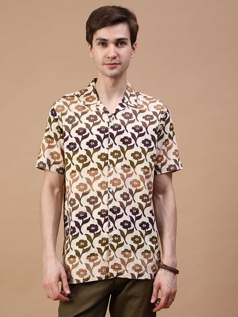 men floral short sleeve regular fit casual shirt - 21932386 -  Standard Image - 1