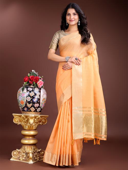 women solid with bordered ready to wear saree with blouse - 21932434 - Standard Image - 0