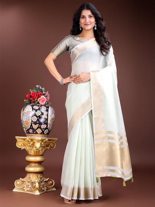 women solid with bordered ready to wear saree with blouse - 21932441 -  Standard Image - 0