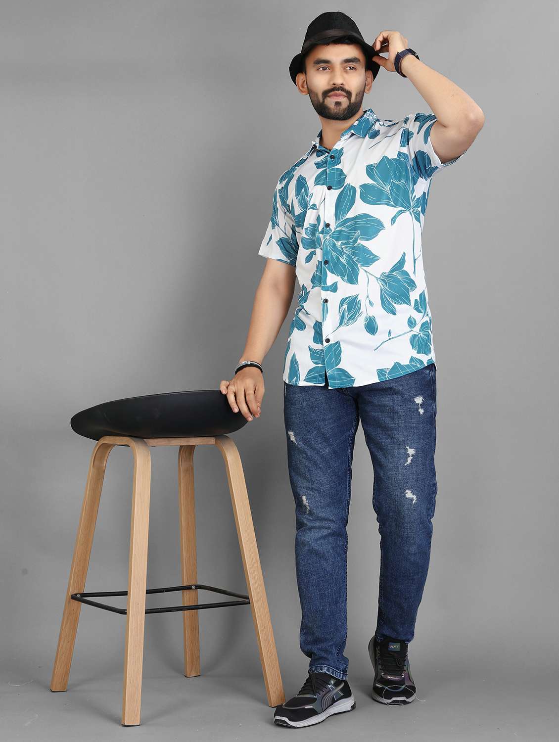 men floral short sleeve regular fit casual shirt - 21932454 -  Standard Image - 4