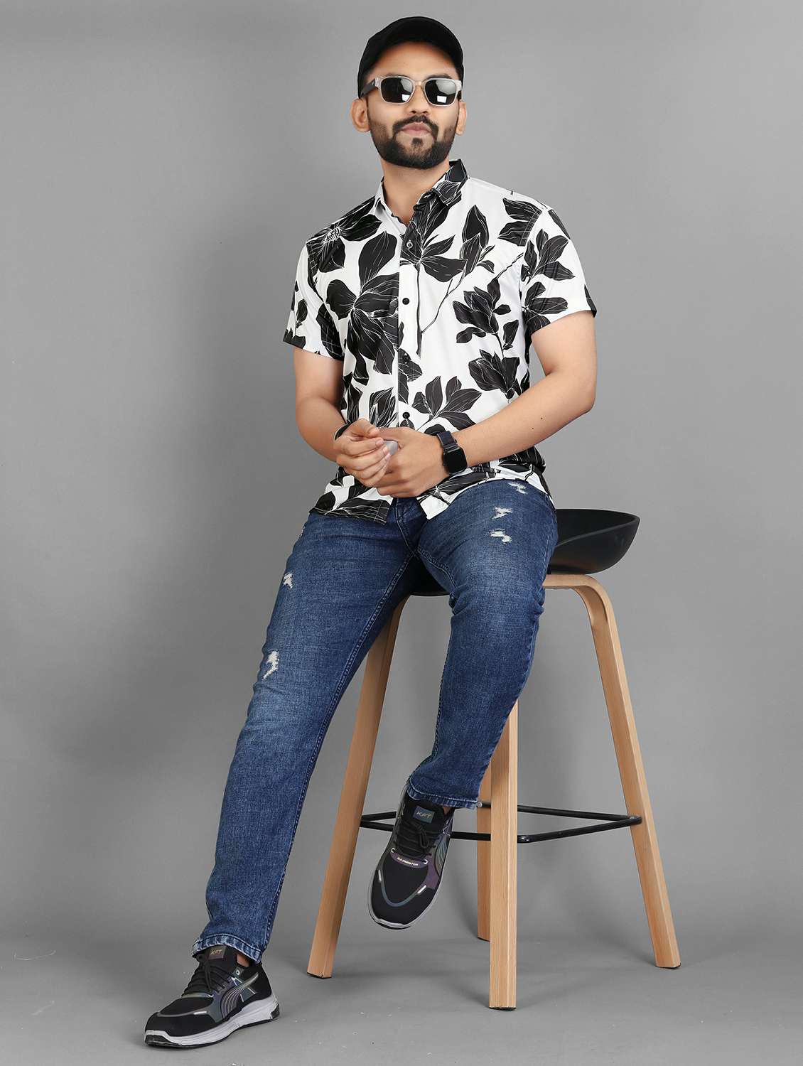 men floral short sleeve regular fit casual shirt - 21932455 -  Standard Image - 4