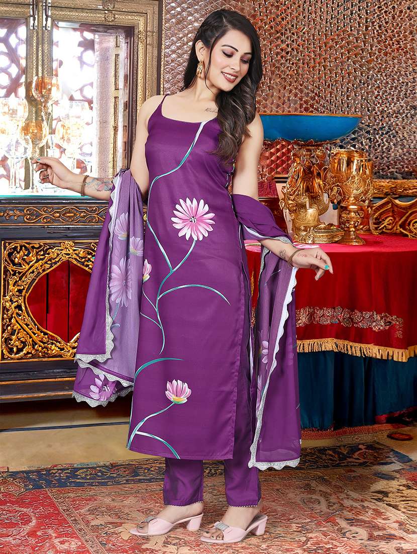 women floral printed sleeveless kurta pant with dupatta set - 21932495 - Standard Image - 1