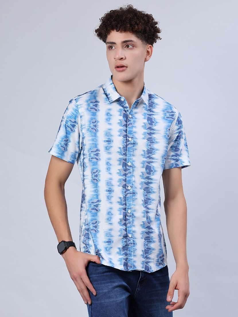 men printed collared short sleeve shirt - 21932603 -  Standard Image - 1